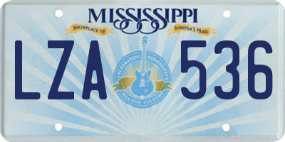 MS license plate LZA536