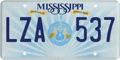 MS license plate LZA537
