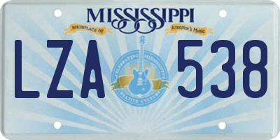 MS license plate LZA538