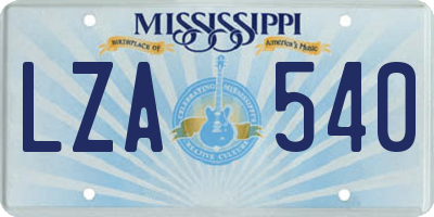MS license plate LZA540
