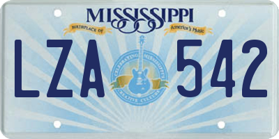 MS license plate LZA542