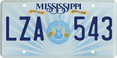 MS license plate LZA543