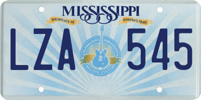 MS license plate LZA545