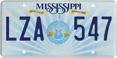 MS license plate LZA547