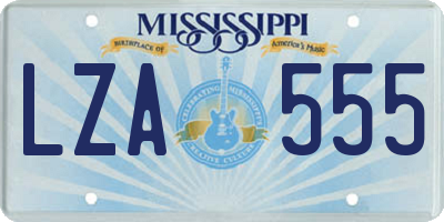 MS license plate LZA555