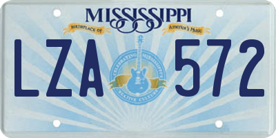 MS license plate LZA572
