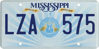 MS license plate LZA575