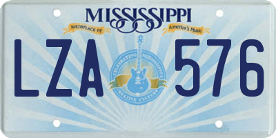 MS license plate LZA576