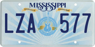 MS license plate LZA577
