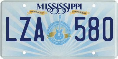 MS license plate LZA580