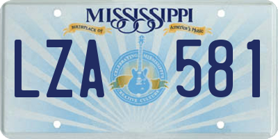 MS license plate LZA581