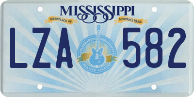 MS license plate LZA582
