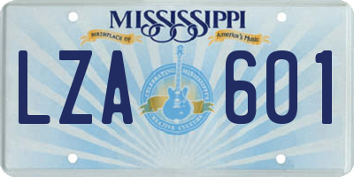 MS license plate LZA601