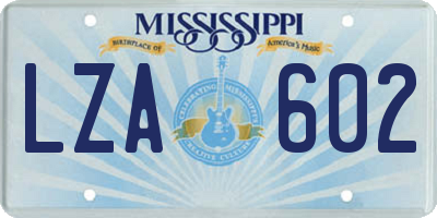 MS license plate LZA602