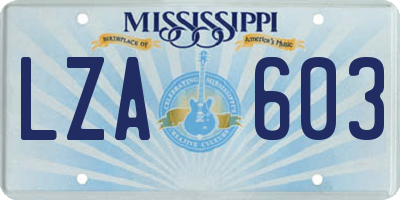 MS license plate LZA603