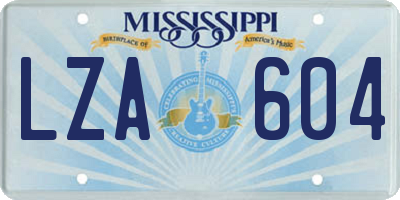 MS license plate LZA604