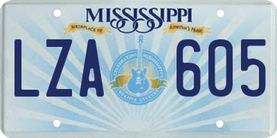 MS license plate LZA605