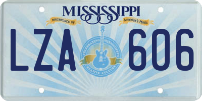 MS license plate LZA606