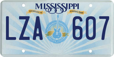 MS license plate LZA607