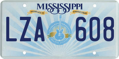 MS license plate LZA608