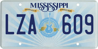 MS license plate LZA609