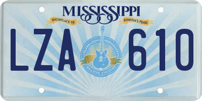MS license plate LZA610