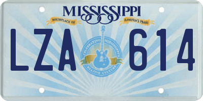 MS license plate LZA614