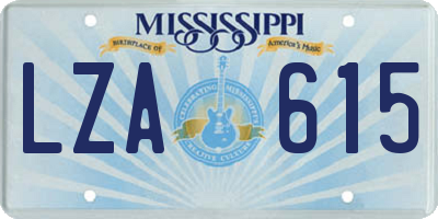 MS license plate LZA615