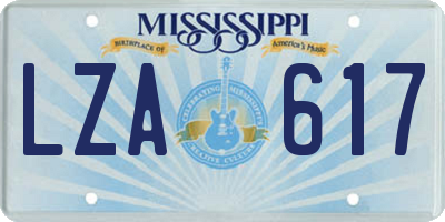 MS license plate LZA617