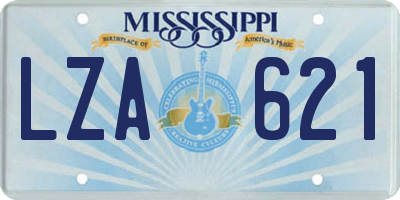 MS license plate LZA621