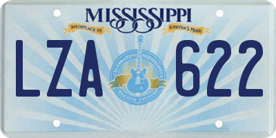 MS license plate LZA622