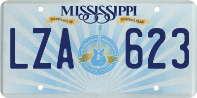 MS license plate LZA623