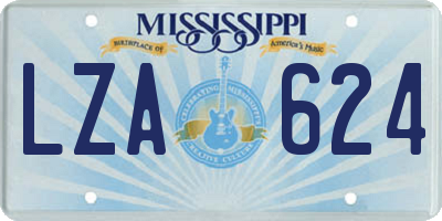 MS license plate LZA624