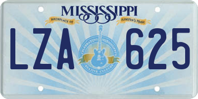 MS license plate LZA625
