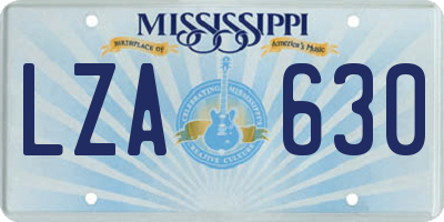 MS license plate LZA630