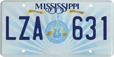MS license plate LZA631