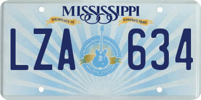 MS license plate LZA634