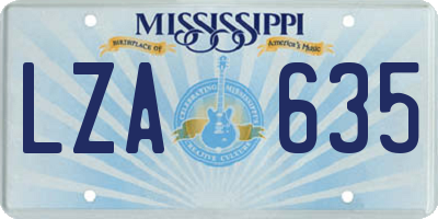 MS license plate LZA635
