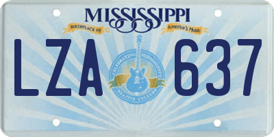 MS license plate LZA637