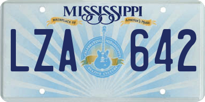 MS license plate LZA642