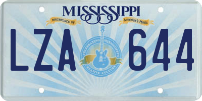 MS license plate LZA644