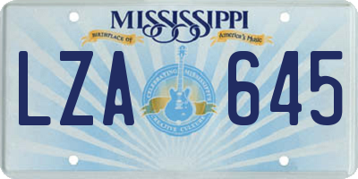 MS license plate LZA645