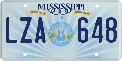 MS license plate LZA648