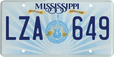 MS license plate LZA649