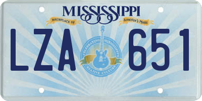 MS license plate LZA651