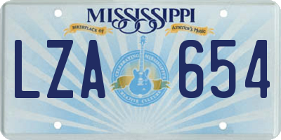 MS license plate LZA654