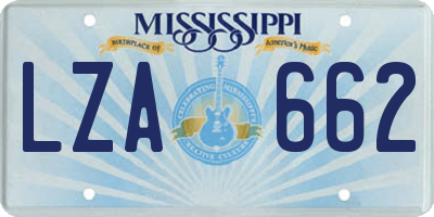 MS license plate LZA662