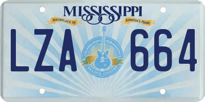 MS license plate LZA664