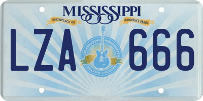 MS license plate LZA666