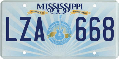 MS license plate LZA668